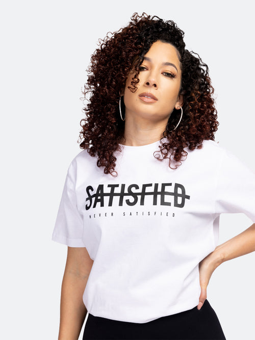 The Never Satisfied Chest Logo Tee